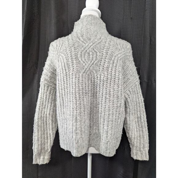 AERIE! FINE WOOL BLEND, GRAY MARL HEAVYWEIGHT CROPPED MOCK NECK SWEATER! SZ M - Picture 5 of 9